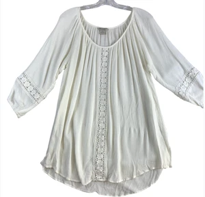 Ariat Tunika Bluse Gr. L weiß zierlich Spitze Langarm Landhaus - Bild 1 von 10