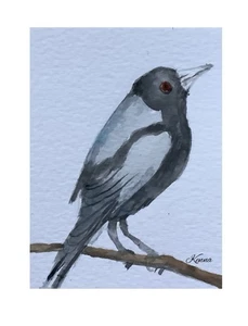 Aceo By Kenna Magpie Original HP Watercolour Painting 2.5” X 3.5” Signed - Picture 1 of 4