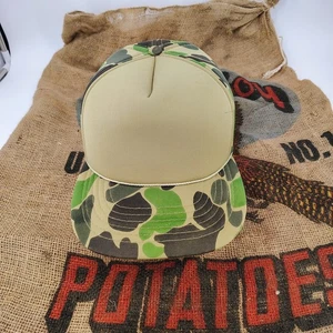 Cappello camionista vintage bianco verde mimetico snapback berretto a sfera mimetico schiuma anni 80 - Foto 1 di 7