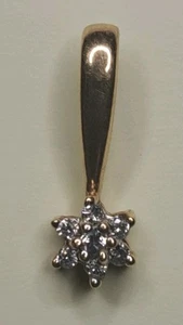  10k Solid Yellow Gold  Oval Pendent 7 Diamond Solitaire Pendant 10kt 15MMX5MM - Picture 1 of 24