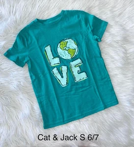 Cat & Jack LOVE Earth Tee Size: S 6/7 EUC - Picture 1 of 1