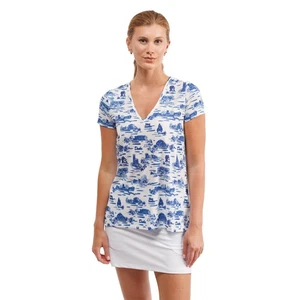 Women's-Smith & Quinn White Duke Blue Devils Blake Floral V-Neck Top - Picture 1 of 5