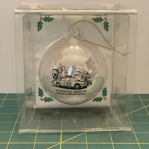 KCMO Kansas City, MO Police Christmas Ornament - Police Car, Glass New In Box - Picture 1 of 6