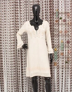 Abito maglione Odd Molly beige uncinetto a punta volant cotone ricamato 2 M - Foto 1 di 11