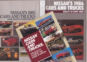 Three 1985 86 & 87 NISSAN US Range Brochures PULSAR STANZA 200SX 300ZX UTES etc - Picture 1 of 5