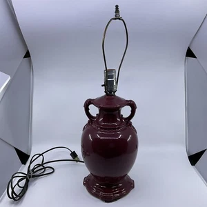 Vintage California Art Pottery Style Dark Red Lamp 12” Tall #168 - Picture 1 of 8