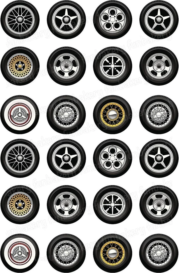 Autoreifen Felgen Muffinaufleger Party Deko Muffin Geburtstag essbar Tortenbild - Bild 1 von 4