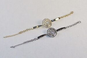 Fashion Jewelry Bracelet ~ Cuff & Chain w/Cubic Ziconia~ Silver #5430260 Free Sh