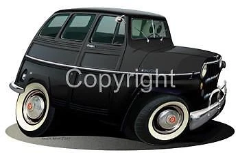 1958 Willys 4X4 Wagon Jeep Cartoon T-Shirt #6710 vintage automotive art - Image 1 of 1