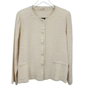Eileen Fisher 100% Silk Ivory Quilted Jacket & Tank Top Set Women's Size Large - Picture 1 of 10