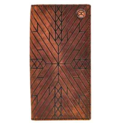 HOOEY "AUSTIN" Leather RODEO HOOEY WALLET BROWN W/AZTEC HW005-BR - Image 1 of 3