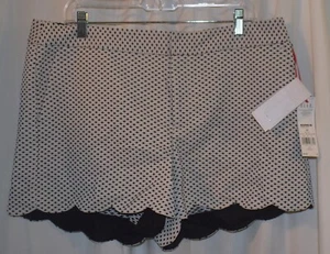 (B-K) Elle™ Black and White Polka Dot Stretch Shorts w/Scalloped Hem - Size 14 - Picture 1 of 6