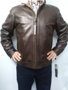 Daniel Cremieux Signature Lamb Lightweight Dark Brown Full-Zip Leather Coat - Picture 1 of 24