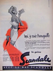 PUBLICITÉ 1957 GAINE SCANDALE MOI JE SUIS TRANQUILLE AVEC LE BAS CEINTURE HANCHE - Imagen 1 de 1