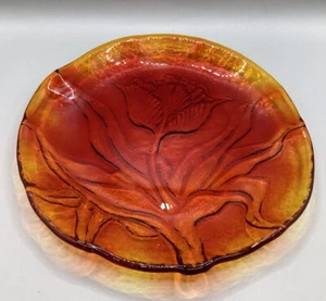 Amberina Glass Plate Raised Flower Approx. 8.5”Diameter. *5 - Picture 1 of 4