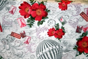 PARIS SKIES IN RED FROM MICHAEL MILLER - 100% COTTON FABRIC - Picture 1 of 7