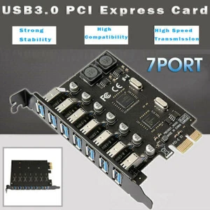 PCI-E Express to USB 3.0 Expansion Card 7-Port Hub Adapter Controller O2LOVE - Afbeelding 1 van 6
