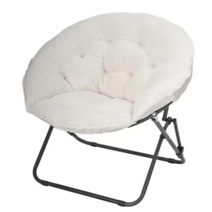 Mainstays Saucer Chair, white Faux Shearling,31"W*27.95"D*28.74"H,Folds