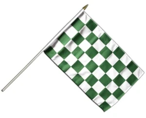 Karo Grün-Weiß Stockflagge Flaggen Fahnen Stockfahne 30x45cm - Bild 1 von 1