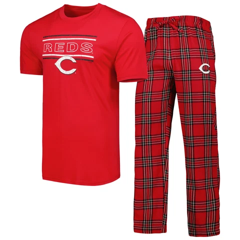 Men's Concepts Sport Red/Black Cincinnati Reds Badge T-Shirt & Pants Sleep Set Cover