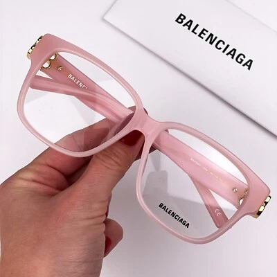 Balenciaga Everyday BB0104O 004 Pink Gold Demo Square Women Eyeglasses NEW - Image 1 of 4