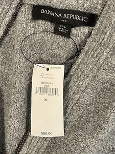 Banana Republic Men Sweater XL Gray Pullover Cotton Blend 1/4 Zip Luxury NEW $80 - Picture 1 of 9