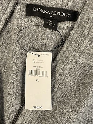 Banana Republic Men Sweater XL Gray Pullover Cotton Blend 1/4 Zip Luxury NEW $80 - Image 1 of 4