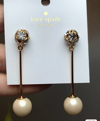 KATE SPADE Dama Mermelada Bola de Cristal Perla Pendientes Largos Gota Nuevos en Tarjeta Foto 1 de 4