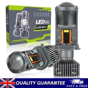 2X RHD H4 BI LED PROJECTOR LENS 40000LM 160W+500% Car Headlight Bulbs 9003 Hi/Lo - Picture 1 of 13