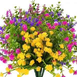 12 Bundles Outdoor Artificial Fake Flowers UV Resistant No Fade Boxwood Faux Pla - Picture 1 of 12