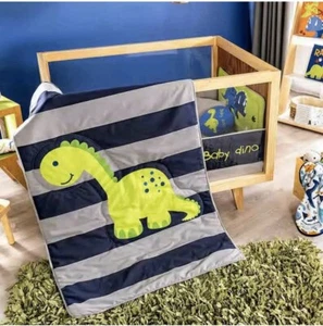 NEW Green Grey Blue Baby Dinosaur Dino Boy Crib Bedding Nursery Set - Picture 1 of 2