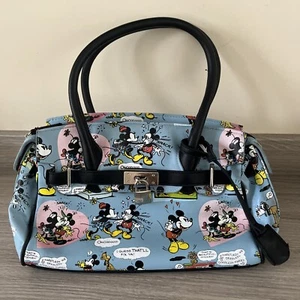 Disney - Light Blue Mickey & Minnie Mouse - Retro - Comic Handbag - Pre-Loved - Picture 1 of 10