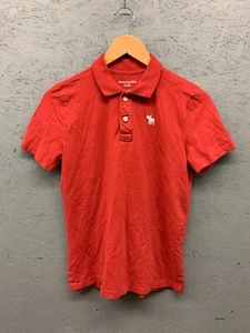 Abercrombie Kids Polo Shirt Size 15/16 Red Short Sleeve Cotton Moose Logo - Picture 1 of 7