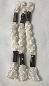 DMC Size 3 Cotton Pearl Lot 3 Skeins Embroidery Thread White Red Green FREE SHIP - Picture 1 of 11
