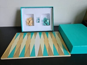 Backgammon Board Game Pressman Classic Wooden Board & Pieces Teal Seafoam Green - Picture 1 of 12