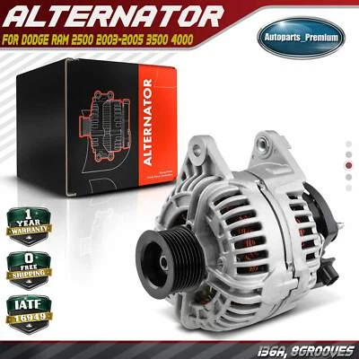 Alternator for Dodge Ram 2500 Ram 3500 2003-2005 Ram 4000 2005 136A /12V CW 8G - Image 1 of 4