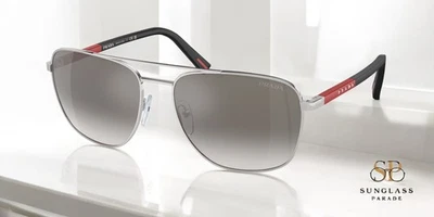 PRADA LINEA ROSSA PS 54ZS 1BC02M 银色灰色镜面银色 60 毫米男式太阳镜 — 第 1/2 张图片