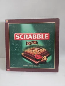 Scrabble Deluxe Wooden Tiles Rotating Board - Mattel 2005 - Vintage complete - Picture 1 of 7