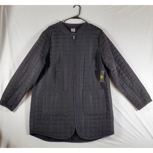Athletic Works Womens Quilted Bomber Jacket Black Full Zip Pockets XL NWT - Picture 1 of 9