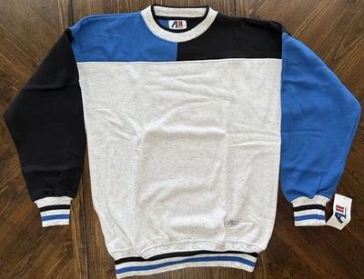 Sudadera Vintage Antigua Colorblock Cuello Redondo Talla M Azul Negro Gris Foto 1 de 4