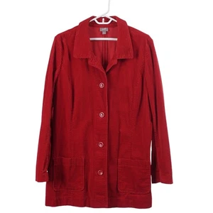 Chaqueta Camisa J. JILL Talla L Roja Pana Algodón Abotonada Manga Larga Bolsillos - Imagen 1 de 8