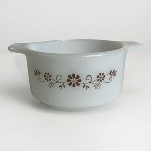 Vintage Mid Century DYNAWARE PYR-O-REY Braun Gänseblümchen Milchglas Auflaufform - Bild 1 von 6