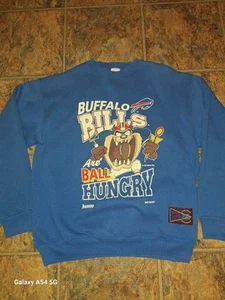 Vintage 1993 Buffalo Bills Taz Looney Tunes Sweatshirt mit Rundhalsausschnitt Herren Large - Bild 1 von 8