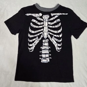 Boys Gymboree Black Graphic T-Shirt, Skeleton Theme In White/Grey, Sz LG 10/12 - Picture 1 of 3