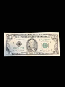 Circulated Small Face $100 bill (One Hundred Dollar Bill) - Series 1990 - Picture 1 of 2