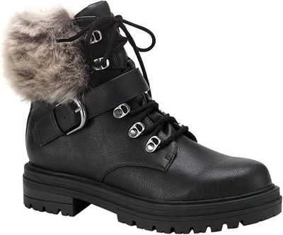 Botas de combate y con cordones Sun + Stone Orlenaa de cuero sintético para mujer negras talla 8,5 M Foto 1 de 4