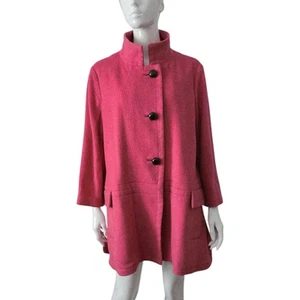 Arthur Galan Wool Blend Hot Pink Coat Oversized Size 12 14 Relaxed A Line - Picture 1 of 11