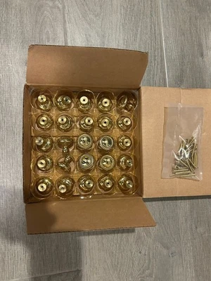 25 perillas de puerta de latón tono dorado tiradores de cajón de gabinete redondas pesadas brillantes nuevas en caja Foto 1 de 3
