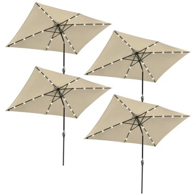 4pcs 10'x6.5' Patio Outdoor Umbrella Solar LED Light Crank Tilt Aluminum Beige - Image 1 of 4