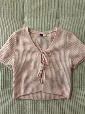 Cropped Strick-Bolero in Rosa - offen mitBindeband | H&M | Größe S - Bild 1 von 4